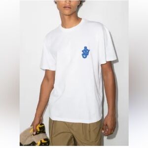 JW ANDERSON White and Blue Short Sleeve Tee